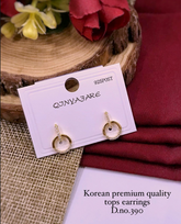 Korean Premium Quality Gold Circle Tops Earrings – Luxury Edition